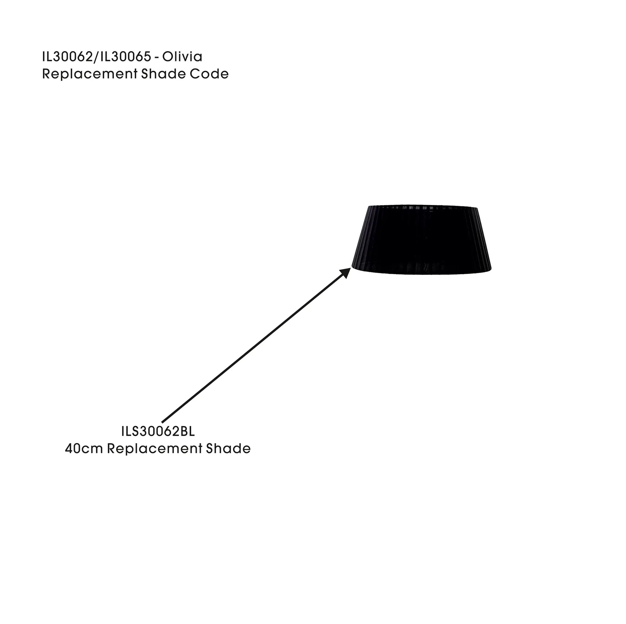 ILS30062BL  Olivia 40cm Table Lamp Shade Black For IL30062/65